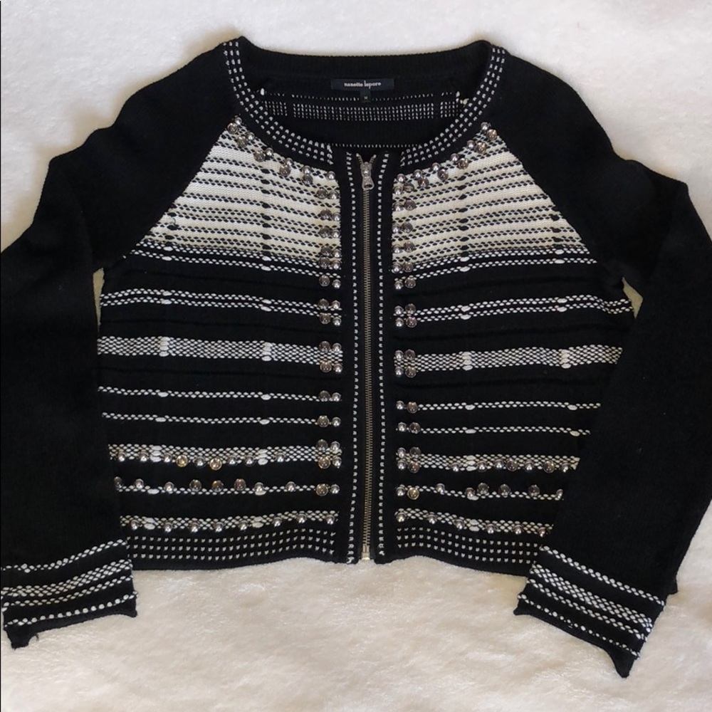 Nanette Lepore studded zipper cardigan